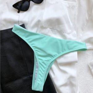 Solid High Cut Bikini Panty Mint Blue - Large